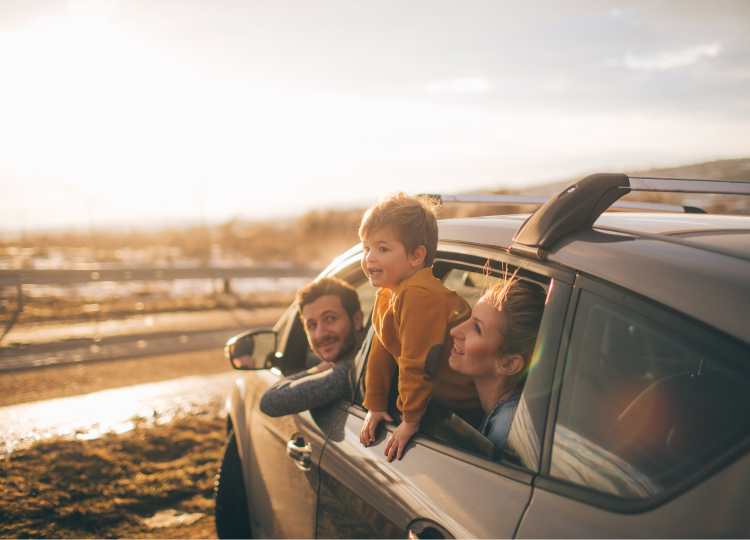 Kids looking out car window