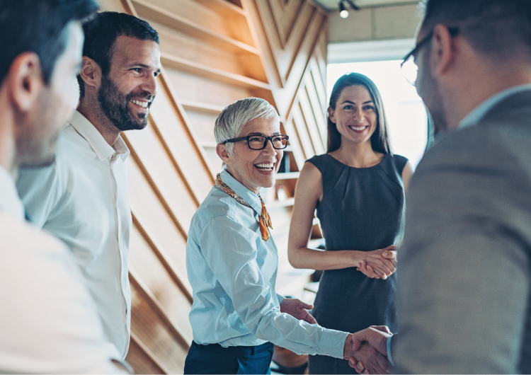 Business owners shaking hands